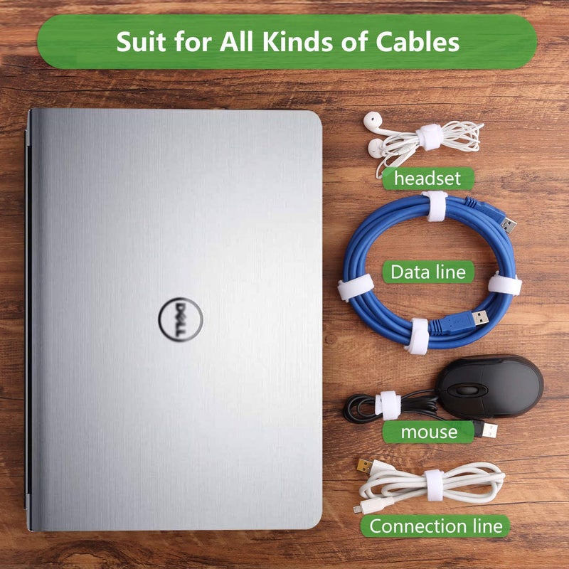 Pasow 60pcs Fastening Microfiber Cloth Cable Ties Wire Management (6/7/8 Inch, White) - Image 3
